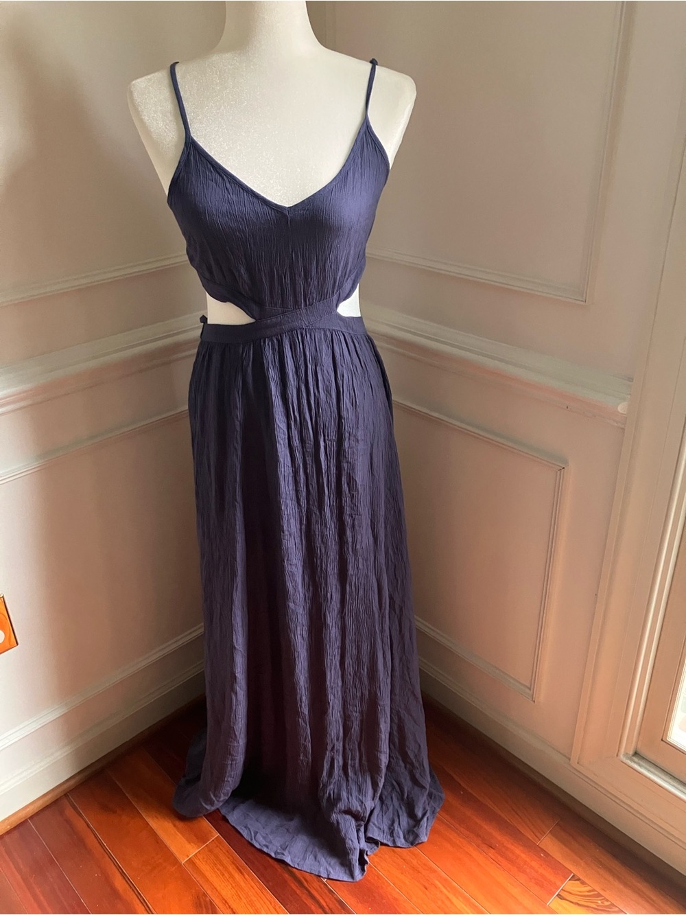 aerie Blue Spaghetti-Strap Cutout Maxi Dress